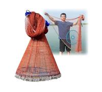 Large Hand Cast Net with Steel Chain & Disc, 1.5/1.8/2.1/2.4/3.0/3.6 M Radius High Strength Tyre Nylon Casting Throw Nets(Height 2.1m/6.9ft)