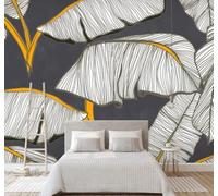 Large Hand Drawn Black and White Line Art of A Banana Leaf 3D Wallpaper Easy Install Feature Office Living Room Sofa Bedroom TV Background Wall Decoration-150cm×105cm