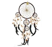 Large Handcrafted Bali Dreamcatcher - Cream & Coffee, 32Cm Ring