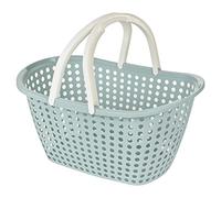 Large Handled Plastic Rattan Lightweight Laundry Linen Basket Tub Bin Dirty Clothes Hamper for Storage Solutions Washing Basket With 2 Foldable Handles (Teal)