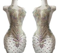Large Handmade Beaded Crystal Patches Bodice Glass Rhinestone Applique Designs for Prom Formal Dress (Clear AB)