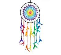 Large Handmade Bohemian Dream Catcher: Pink Pineapple Ethical Hanging Rainbow Dreamcatcher Wall Art with Multicoloured Feathers and Beads with Traditional Crochet Design - 27cm Wide, 60cm Long