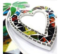 Large Handmade Coconut Mosaic Heart Frame - Romantic Wall Photo Display