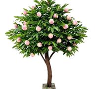Large Handmade Simulated Fruiting Potted Topiary Tree, Vivid Faux Peach Lemon Red Berry Decor Tree for Residential Room, Commercial Lobby and Retail Store Display(A,1.5m x 1m)