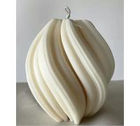 Large Handmade Swirl Soy Candle - Elegant Spiral Design Scented Pillar Candle, Perfect Housewarming & Wedding Gift Idea for Home Decor，White (Medium)