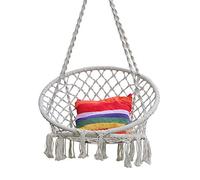 Large Hanging Rope Hammock Lounger Chair Macrame Porch Swing for Indoor Outdoor Home Bedroom Patio Deck Yard Garden,Include Hooks No Ceiling Mount Set By Hi Suyi