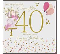 Large Happy 40th Birthday Card for A Very Special Daughter - 8.25 x 8.25 Inches - Rush Design