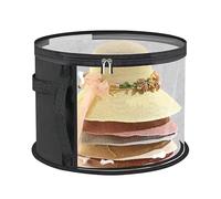 Large Hat Boxes with Lids, Round Hat Storage Organizer for Closet & Travel, Dustproof, Portable with Zipper, Holds Hats & Caps, Foldable Storage Bin (Black)