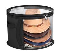 Large Hat Organizer Box - Zipper Soft Transparent Hat Container, Hat Storage Box | Foldable Design Hats Scarves Gloves Round Box, Spacious Stackable Bag for Organizing Caps Beanies Accessories