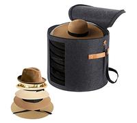 Large Hat Storage Box 19'' for Women and Men - Foldable Round Box With Lid, Felt Stuffed Animal Toy Storage Bin, Dark Gray