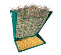 Large Hay Rack for Goats Metal 2 in 1 Hay & Grain/Salt Feeder, 60cm Wall Mounted Multiple Sided Feeding Rack, Heavy-Duty Steel Galvanized Goat Hay Racks for Sheeps, Horses Indoor Outdoor