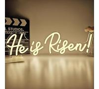 Large He Is Risen Neon Sign for Wall Decor Easter Led Sign Easter Decorations Dimmable Jesus Neon Light Up Signs for Christian Religious Church Window Party Bedroom Home Bar
