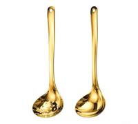 Large Head Soup Ladle 304 Steel Rust-Proof 2pc(Gold) | Extra-large spoon head, efficient scooping, saves meal prep time, generous portions, deep pots
