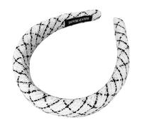 Large Headband for Hair in White and Retro Glam Tweed