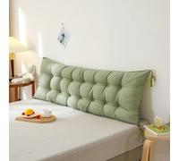 Large Headboard Pillow, Headboard Cushion with Fixing Ties - Reading Pillow Long Back Support Lumbar Support Bolster for Adult, Bed Rest for Bed, Sofa, Tatami, Daybed, Wall (Light Green,120×50cm)