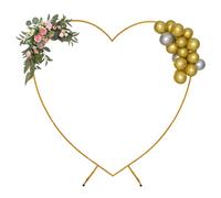 Large Heart Archway Wedding Backdrop Stand Gold Arch Frame Flower Balloon Decor Loving Arch, Heart-Shaped Golden Climbing Frames for Birthday Photo Background Decorations, 200 * 50 * 210cm