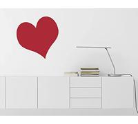 Large Heart Decorative Vinyl Wall Art Sticker Decal Mural. Home, Wall Decor, Mirror, Window, Car. Colour Blocking, Love (20cm Wide x 19.7cm high, Red)