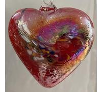 Large Heart for Hanging Glass Heart Ornament Red Colourful Window Decoration Mouth-Blown Crystal Glass Width 12 cm Height Approx. 13 cm Depth 5.5 cm