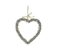 Large Heart Xmas, Christmas Decoration, Hanging Heart Bauble covered in Mini Silver Bells, Metal Heart Xmas Decoration, Hanging Christmas Bell Heart Decoration, Mini Bells, Silver Heart Decoration