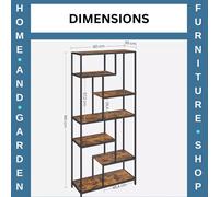 Large Heavy Duty Bookcase Storage Rack Rustic Industrial Bookshelf Metal Frame