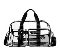 Large Heavy Duty Clear Duffel Bag, Extra Large Clear Tote Bag for Stadium Events, Crossbody Bag for Travel, Work, Sports Events, Airport Security Screening, Laptop Carrying Bag