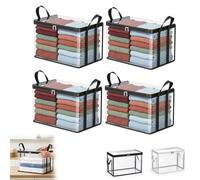 Large Heavy-Duty Thick Plastic Clear Storage Bag for Clothes (Black-4PCS,L) | Large Clear Thick Plastic Storage Box,Moving & Storages,Reinforced Handles with Hinged Lid