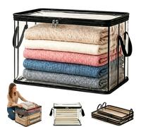 Large Heavy-Duty Thick Plastic Clear Storage Bag for Clothes, Moving & Storage, Foldable Clear Storage Zipper Containers with Lids, Massive Capacity Plastic Moving Bags for Home (1PC-A, L-38*24*32)