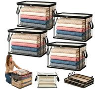 Large Heavy-Duty Thick Plastic Clear Storage Bag for Clothes, Moving & Storage, Foldable Clear Storage Zipper Containers with Lids, Massive Capacity Plastic Moving Bags for Home (4PC-A, L-38*24*32)