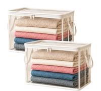Large Heavy-Duty Thick Plastic Clear Storage Bag for Clothes, Moving & Storage, Portable Stackable Sturdy Plastic Clear Packing Box with Hinged Lid | Home, Travel & Camping