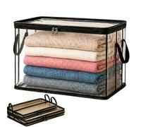 Large Heavy-Duty Thick Plastic Clear Storage Bag for Clothes, Moving & Storage, Portable Stackable Sturdy Plastic Clear Packing Box with Hinged Lid | Home, Travel & Camping