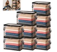 Large Heavy-Duty Thick Plastic Clear Storage Bag For Clothes, Moving & Storage, Stackable Storage Box With Hinged Lid, Foldable Closet Organizer Storage Containers, Storages Bins-Durable (9PC)