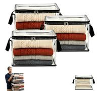 Large Heavy-Duty Thick Plastic Clear Storage Bag for Clothes, Stackable Foldable Storage Bags, Large Clear Thick Plastic Storage Box with Hinged Lid, For Home (3PCS)