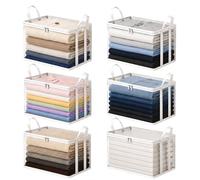 Large Heavy Duty Thick Plastic Clear Storage Bag with Hinged Lid and Handles for Clothes, PVC Storage Box Clear Storage Containers with Zipper, Stackable Foldable Moving Tote (6-pack white)