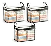 Large Heavy-Duty Thick Plastic Clear Storage Bag with Reinforced Handles for Clothes, Moving & Storages, Foldable Stackable Moving Organizer Bags for College Dorm Packing Home Organization (3, B M)
