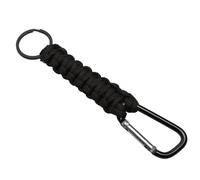 Large Heavy Duty Webbed Knotted Nylon Rope Identification Key Ring Clip on Handel loops Fob. (Black Single)