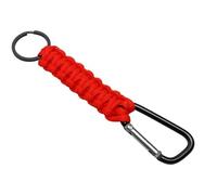 Large Heavy Duty Webbed Knotted Nylon Rope Identification Key Ring Clip on Handel loops Fob. (Red Single)