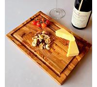 Large Heavy Rectangular Charcuterie | Premium End Grain Olive Wood Cutting Board | Butcher Block with Juice Groove, Reversible Heavy Duty Chopping Board for Meat, Vegetables, and Cheese (30 x 20 cm)