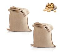 Large Hessian Sack - TRACOMPAN 2-Pack Reusable Woven Storage Bag for Potatoes, Vegetables & Sand | Open-Top Burlap Sack with Natural Jute Fabric | Potato Bags for Storing & Growing