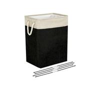 Large High Grade Plastic Laundry Basket With Handles and Wheels, Hipster Style Washing Linen Laundry Basket Hamper For Drying Clothes Nursery & Home Organisation (Black - Non Woven - 30 x 40 x 50cm)