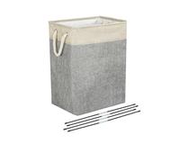 Large High Grade Plastic Laundry Basket With Handles and Wheels, Hipster Style Washing Linen Laundry Basket Hamper For Drying Clothes Nursery & Home Organisation (Grey - Non Woven - 30 x 40 x 50cm)