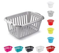 Large High Grade Plastic Laundry Basket With Handles, Hipster Style Washing Linen Laundry Basket For Drying Clothes Nursery & Home Organization (Silver - Rectangular)
