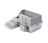 Large High Sided Cat Litter Box, Minimize Scatter Urine Volume Innovative Filtering Steps Footboards Stainless Steel Material Spacious Size 20Liters Scoop Open Top Pan Kitty
