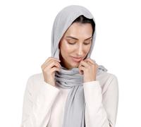 Large Hijab Scarf For Women Plain Lycra Light-Grey Maxi Scarf Shawl Wrap for Muslim Women Non-See-Through Premium Jersey Modal Hijab Head Scarf Shawl Wrap for Women.