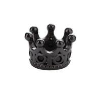 Large Hole Bead Charm 5 Pieces Crown 10.8 x 7.2 mm Black with Black Stones - Spacer Spacer Beads for Jewellery Crafts DIY Threading Beads for Bracelets & Chains