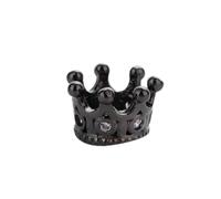 Large Hole Bead Charm 5 Pieces Crown 10.8 x 7.2 mm Black with Transparent Stones - Spacer Spacer Beads for Jewellery Crafts DIY Threading Beads for Bracelets & Chains