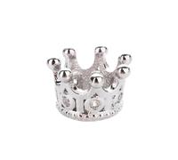 Large Hole Bead Charm 5 Pieces Crown 10.8 x 7.2 mm Silver with Transparent Stones - Spacer Spacer Beads for Jewellery Crafts DIY Threading Beads for Bracelets & Chains