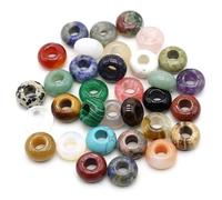 Large Hole Beads 30pcs 4mm Large Hole Stone Beads Smooth Gemstone Rondelle for Jewelry Making Random Mixed Colors 5x10mm