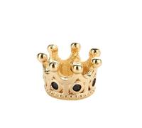 Large Hole Beads Charm 5 Pieces Crown 10.8 x 7.2 mm Gold with Black Stones - Spacer Spacer Beads for Jewellery Crafts DIY Threading Beads for Bracelets & Chains