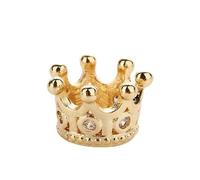 Large Hole Beads Charm 5 Pieces Crown 10.8 x 7.2 mm Gold with Transparent Stones - Spacer Spacer Beads for Jewellery Crafts DIY Threading Beads for Bracelets & Chains
