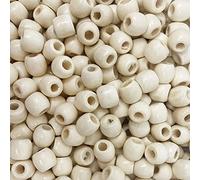 Large Hole Beads, Large Hole Macrame Wood Beads 12mm x 10mm 5.5mm Multicolor Pack of 500 Or 1000 Pcs(White,500)